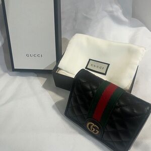 Gucci GG Marmont Web Quilted Card Case Wallet